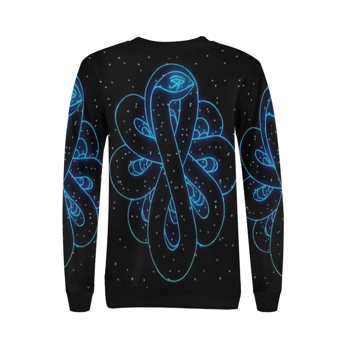 SNAKE OF CREATION WADJET Women's Rib Cuff Crew Neck Sweatshirt (Model H34)