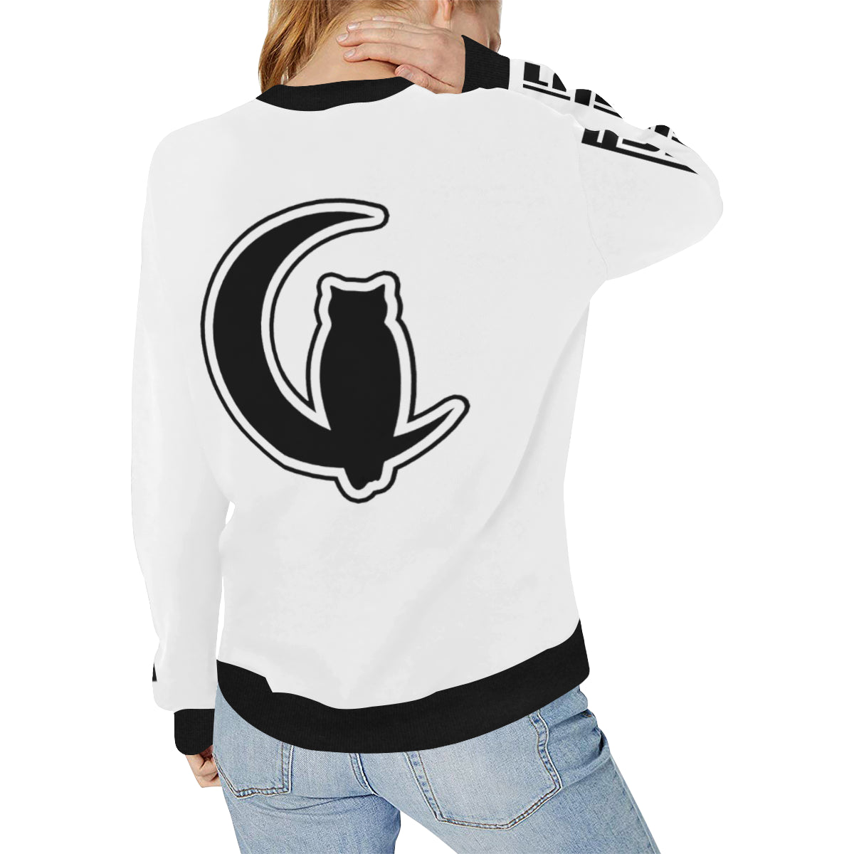 LCC BLACC BORDER Women's Rib Cuff Crew Neck Sweatshirt (Model H34)