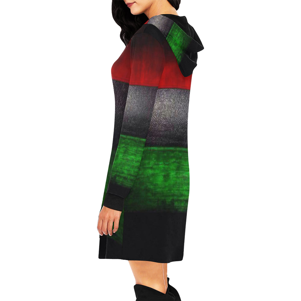 RBG GRUNGE All Over Print Hoodie Mini Dress (Model H27)