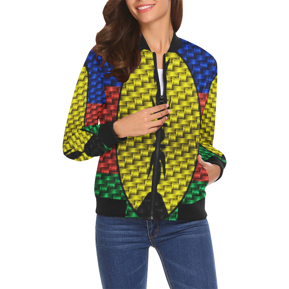 NOUVELLE CALEDONIE FLAG All Over Print Bomber Jacket for Women (Model H19)