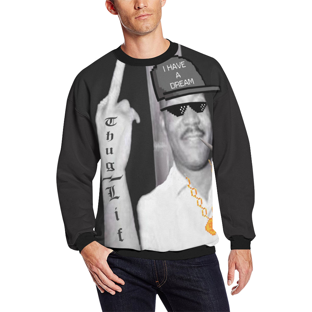 THUG LIFE MARTIN Men's Oversized Fleece Crew Sweatshirt