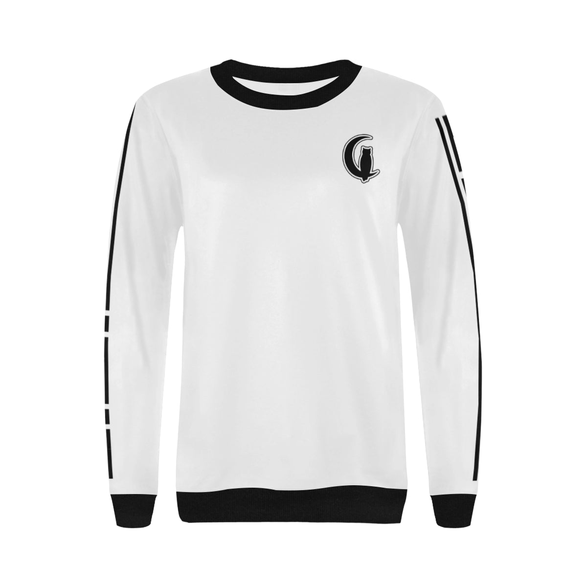 LCC BLACC BORDER Women's Rib Cuff Crew Neck Sweatshirt (Model H34)