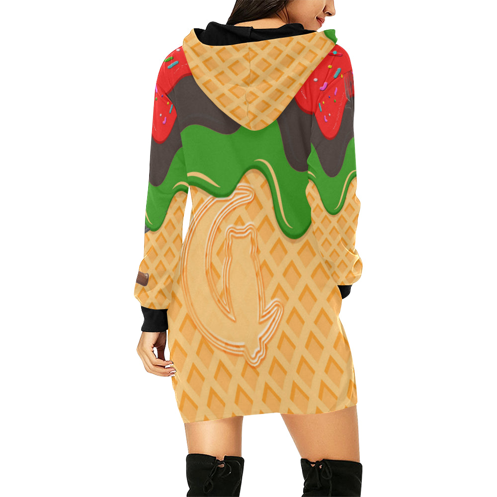 RBG ICE CREAM All Over Print Hoodie Mini Dress (Model H27)