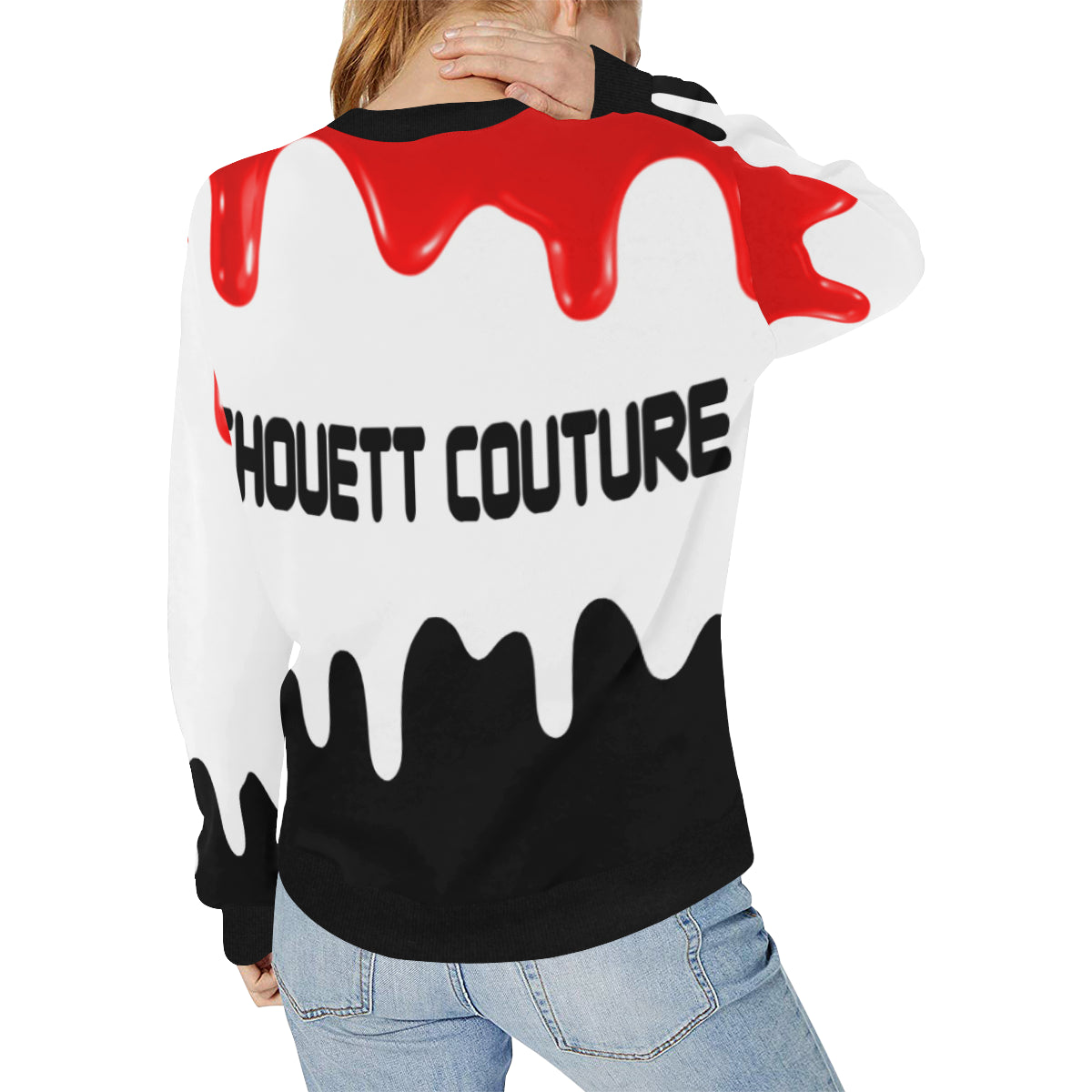 DRIPPIN SAUCE Women's Rib Cuff Crew Neck Sweatshirt (Model H34)
