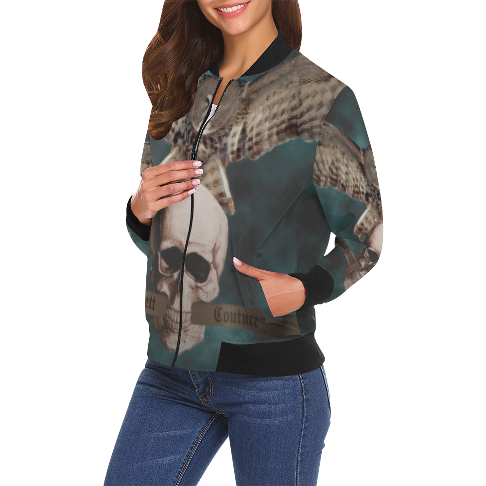ROCK N ROLL All Over Print Bomber Jacket for Women