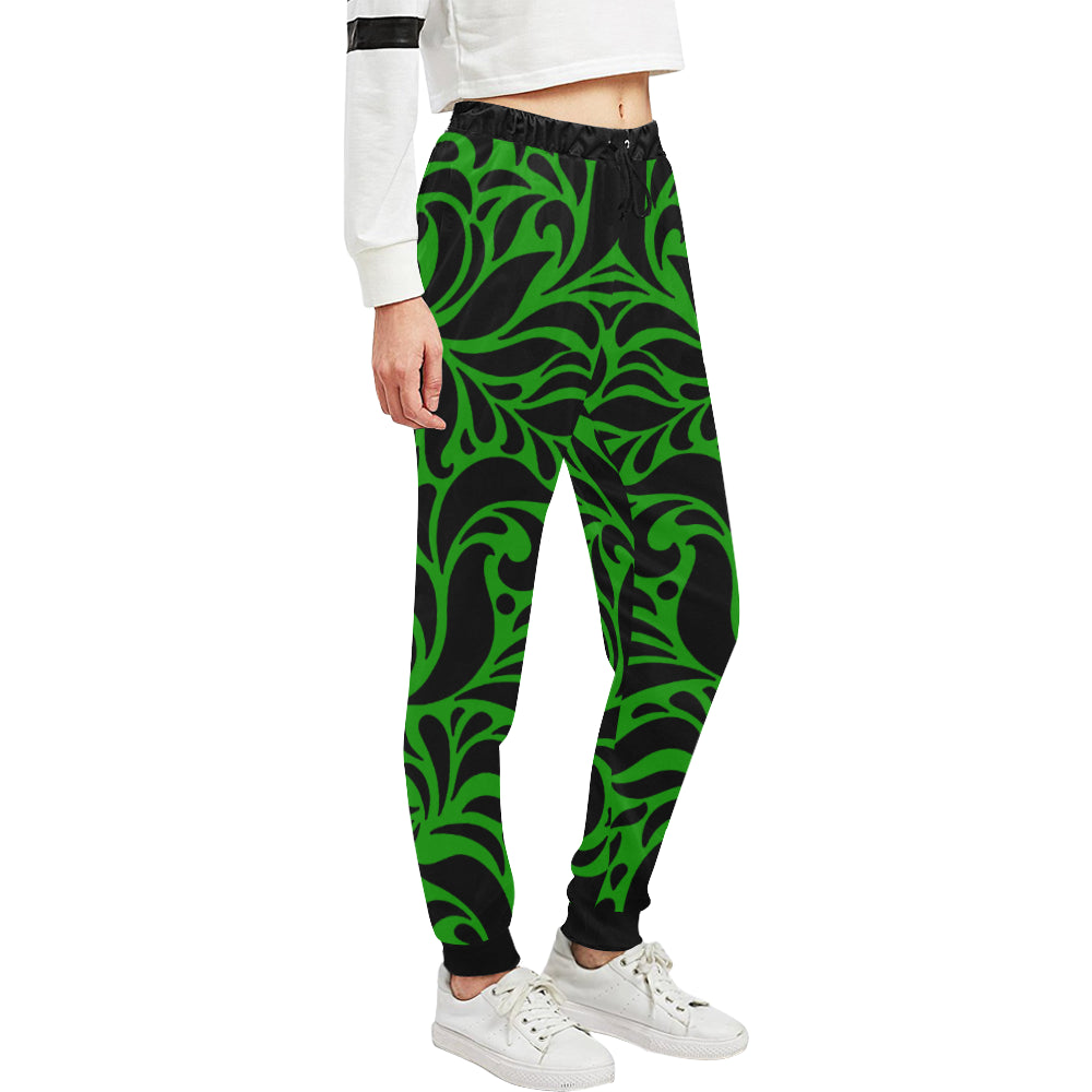 GORGIOUS LEAF GREEN Women's All Over Print Sweatpants (Model L11)