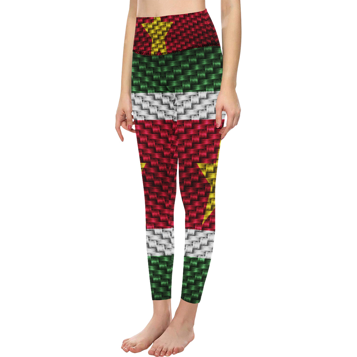 SURINAME FLAG All Over Print High-Waisted Leggings (Model L36)