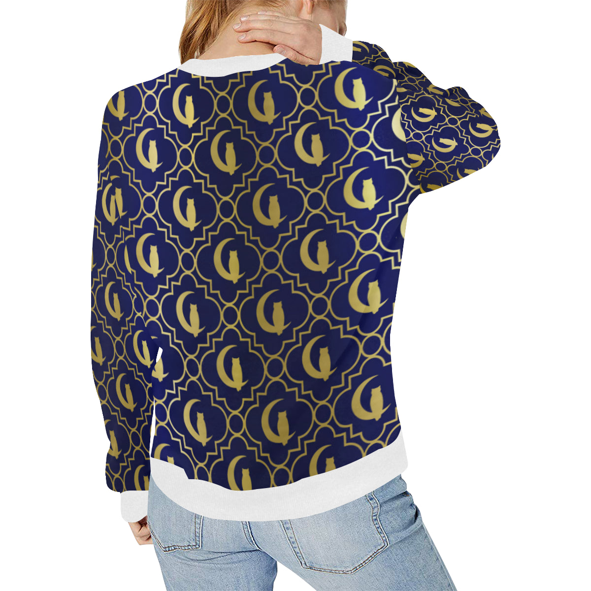 ELEGANCE OFFICIAL Women's Rib Cuff Crew Neck Sweatshirt (Model H34)
