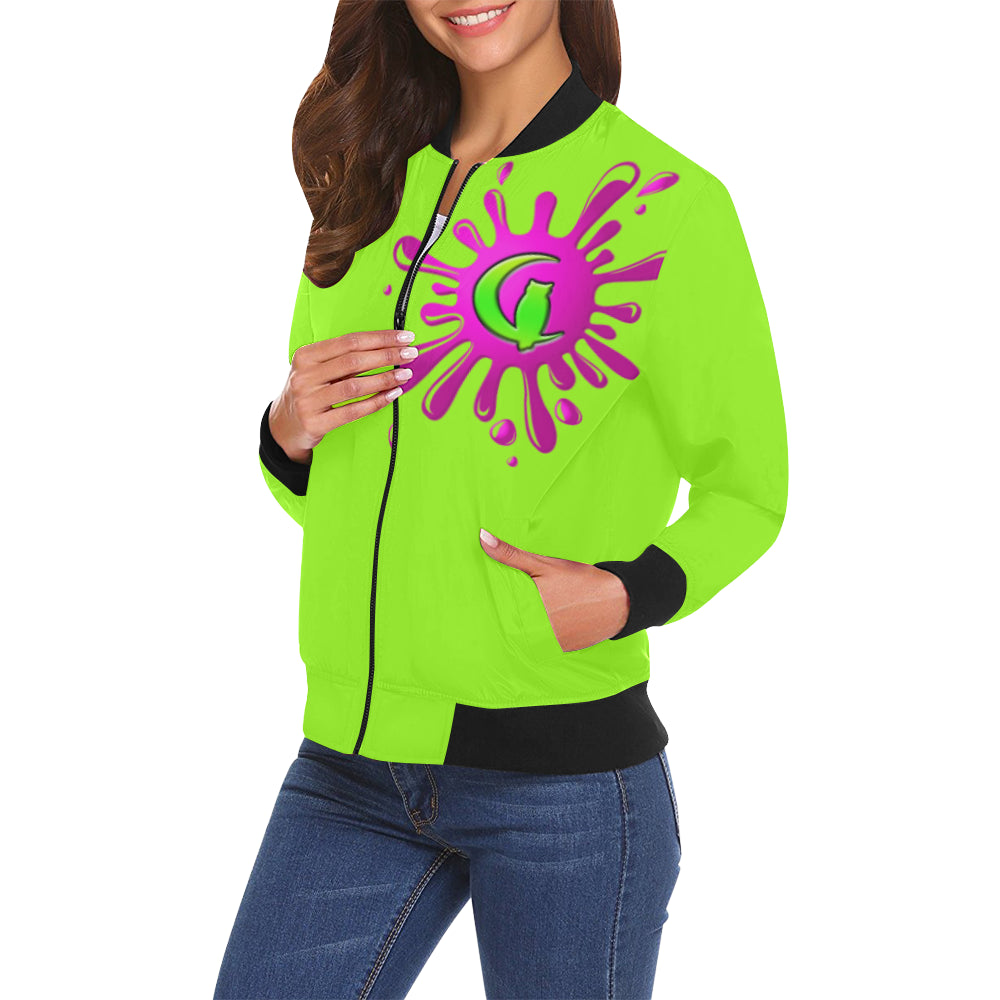 SPLASH OUT FLUO All Over Print Bomber Jacket for Women (Model H19)