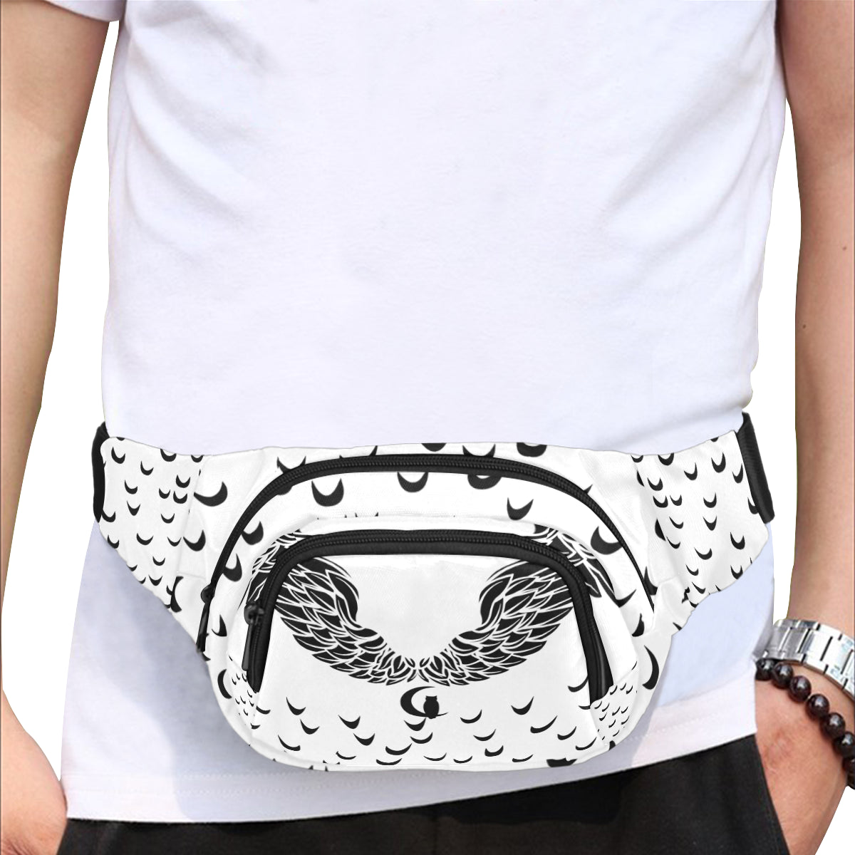 LCC WINGZ FRONT WHITE Fanny Pack/Small (Model 1677)