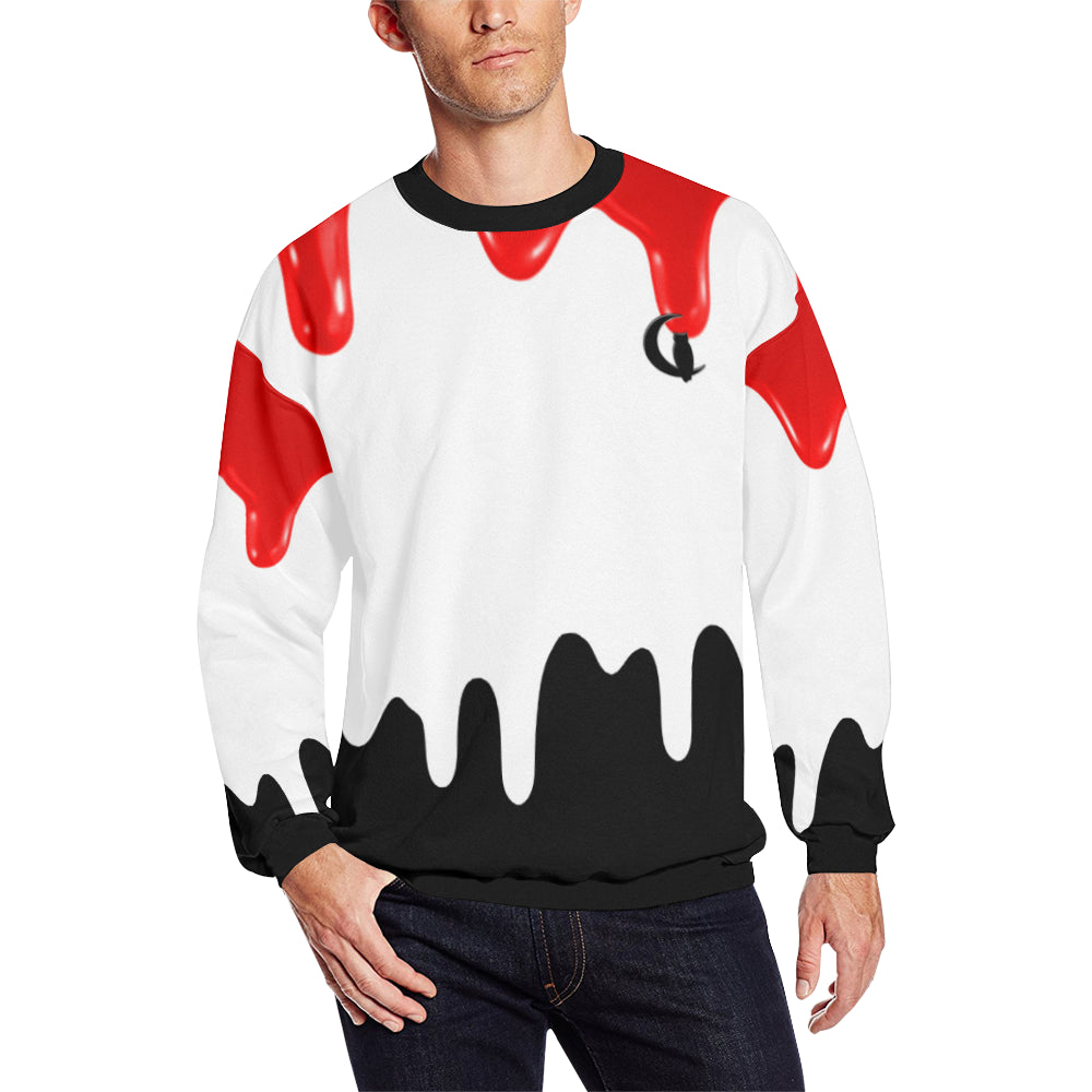 LACHOUETT RED DRIP Men's Oversized Fleece Crew Sweatshirt
