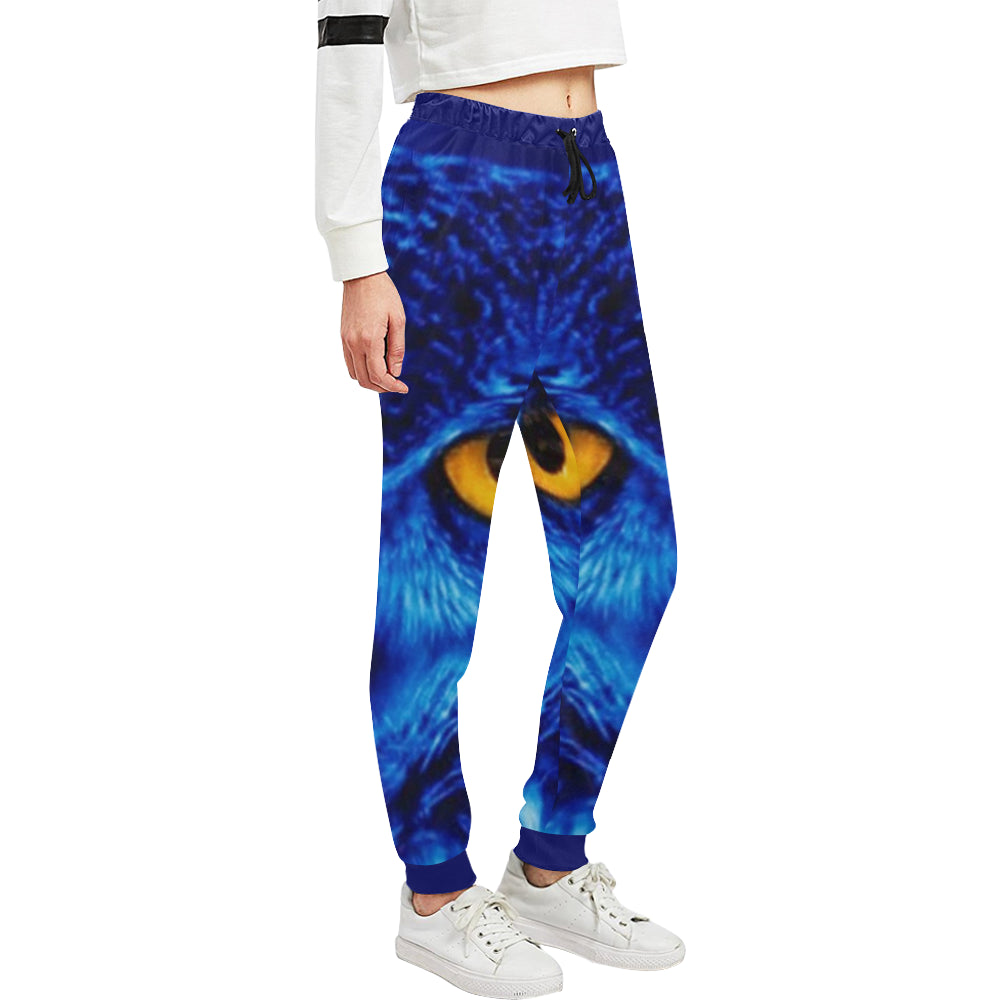 FLASHY BLUE OWL Women's All Over Print Sweatpants (Model L11)