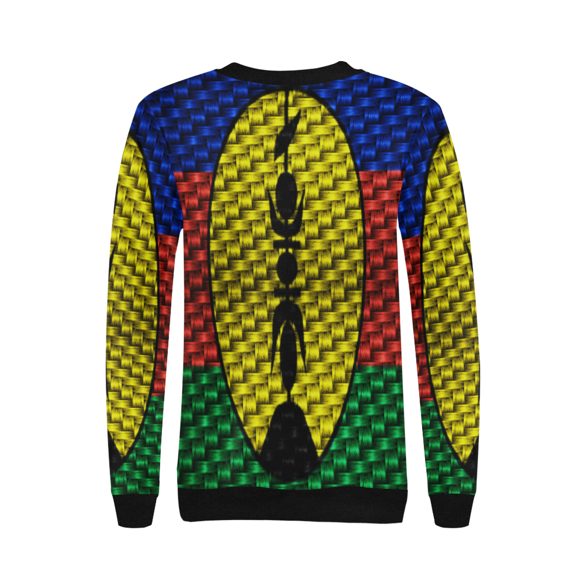 NOUVELLE CALEDONIE FLAG Women's Rib Cuff Crew Neck Sweatshirt (Model H34)