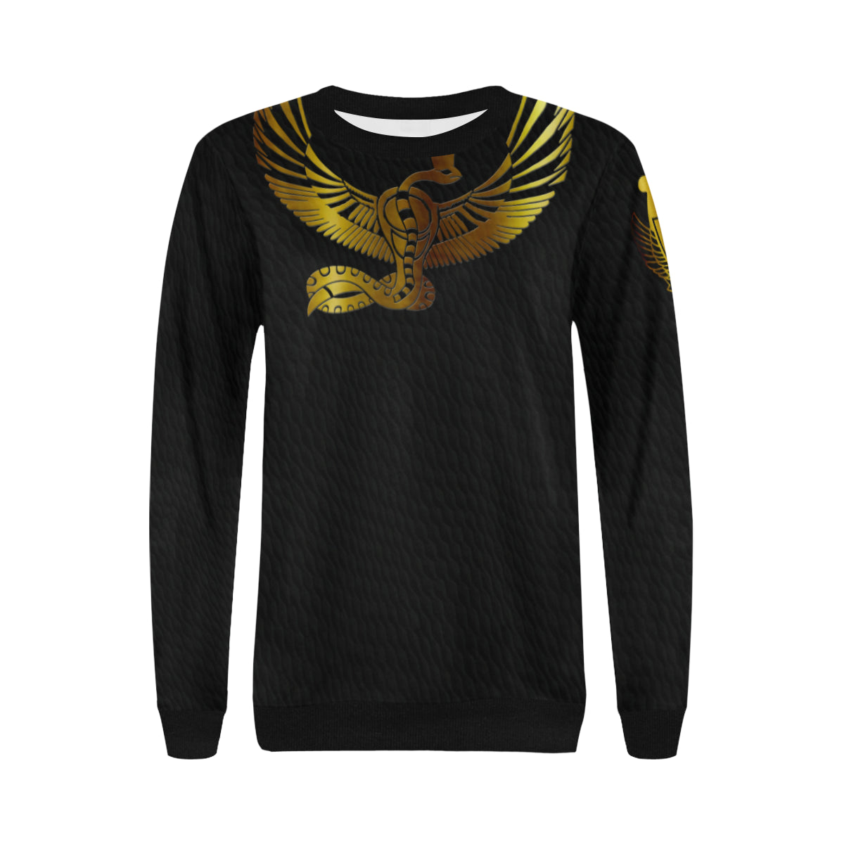 NEKHBET Women's Rib Cuff Crew Neck Sweatshirt (Model H34)