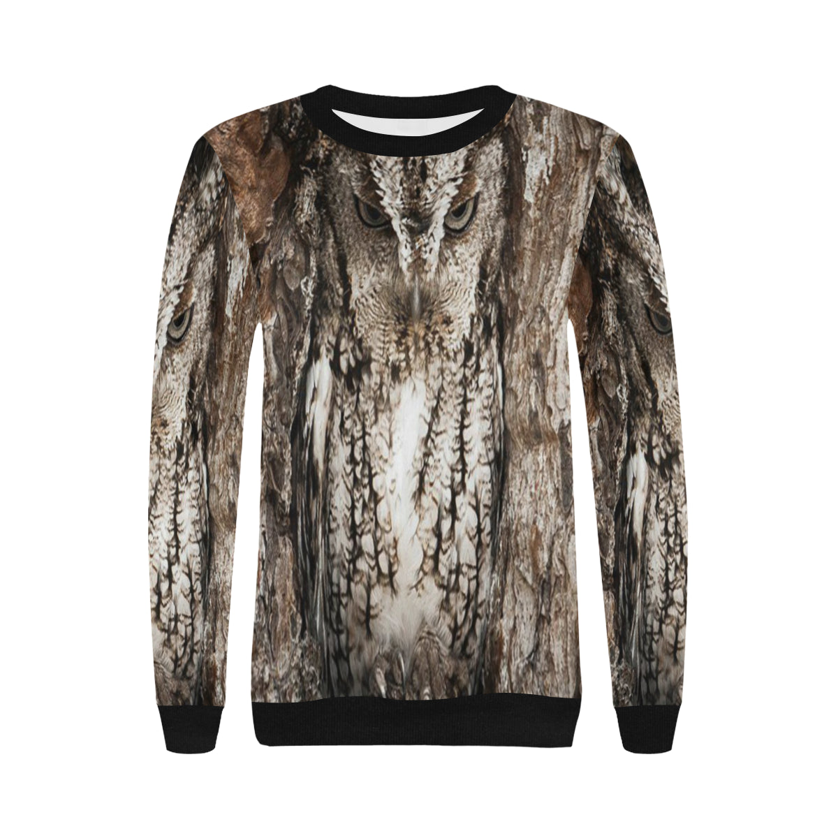 HIDDEN OWL Women's Rib Cuff Crew Neck Sweatshirt (Model H34)