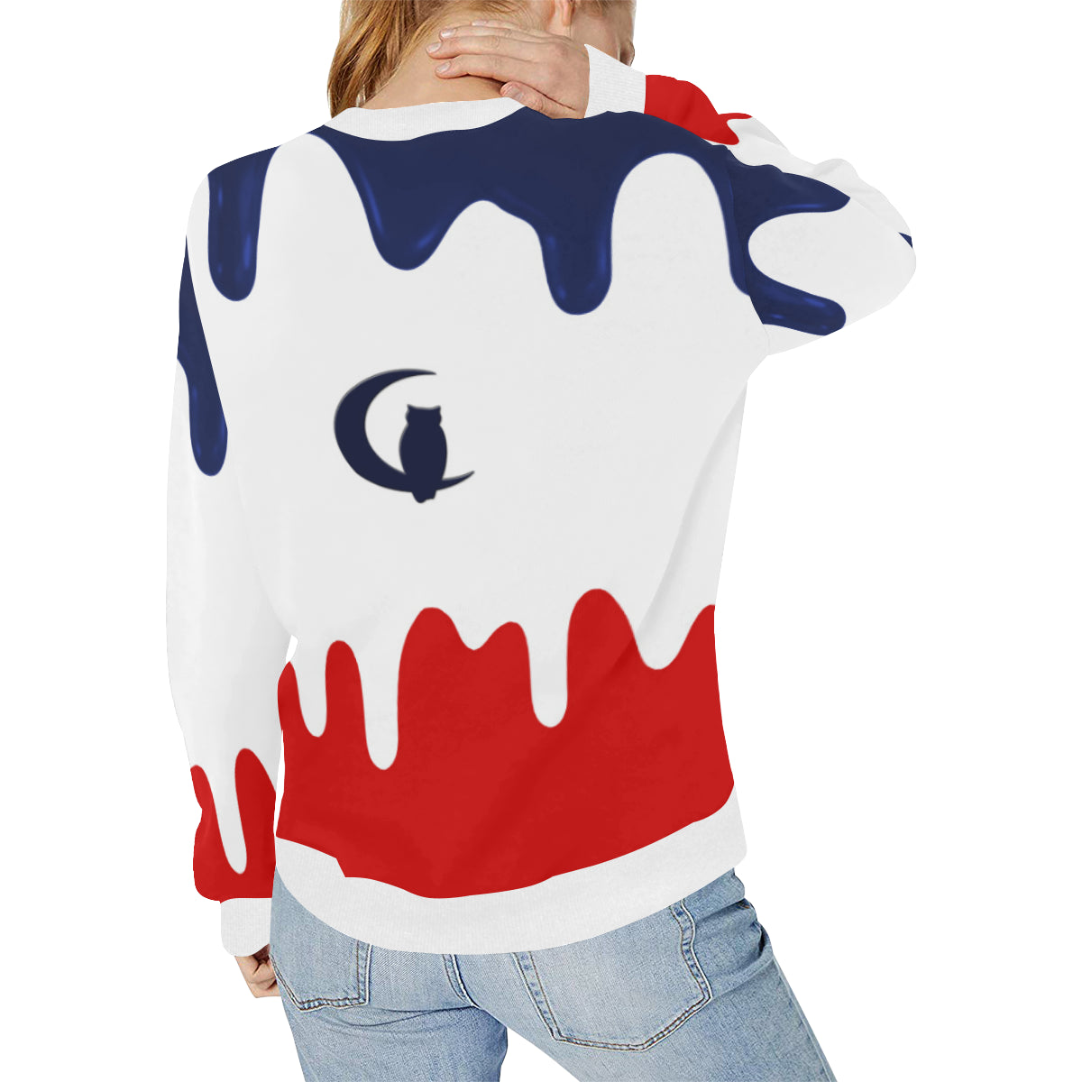 DRIPPIN WATER Women's Rib Cuff Crew Neck Sweatshirt (Model H34)