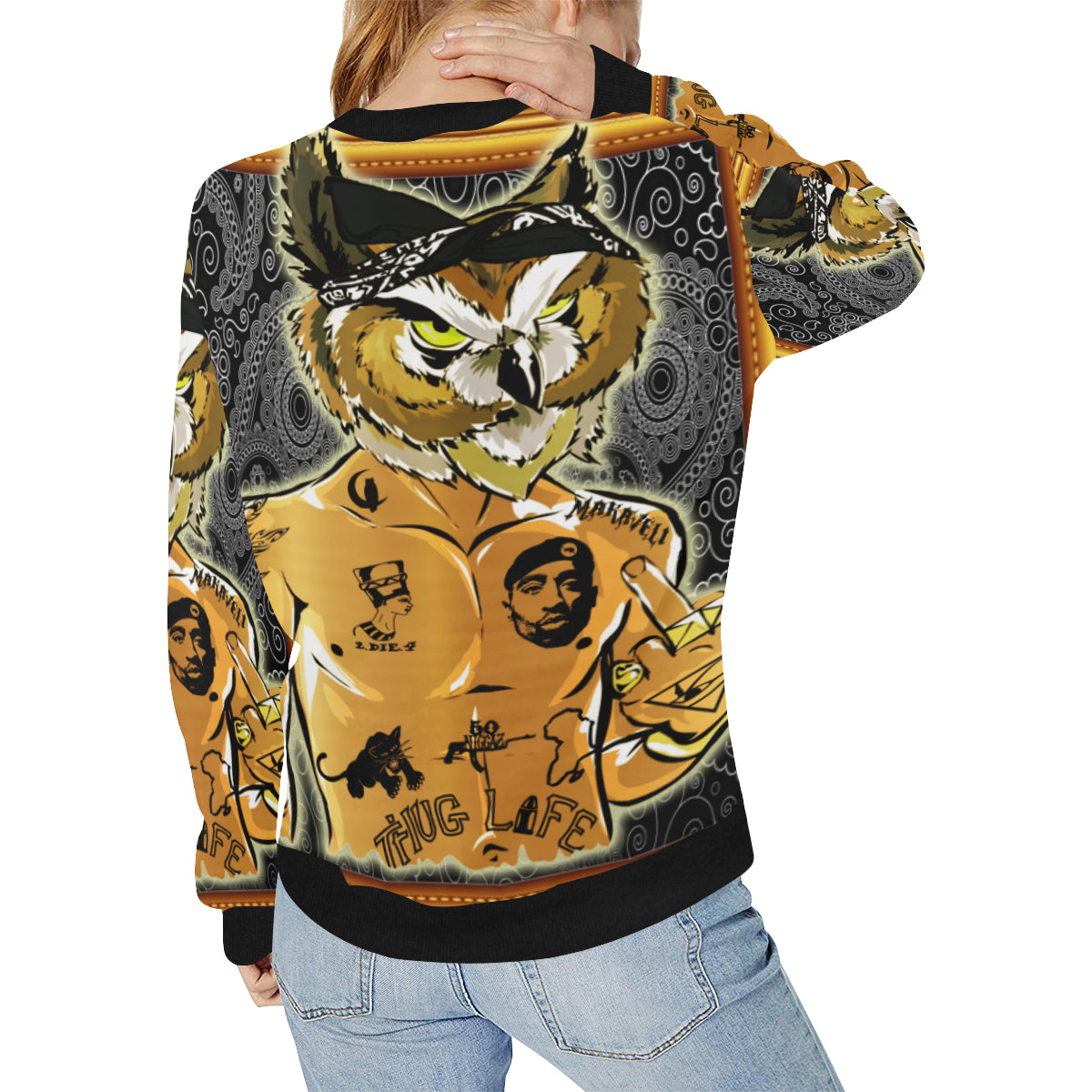 2PAC CHOUETT Women's Rib Cuff Crew Neck Sweatshirt