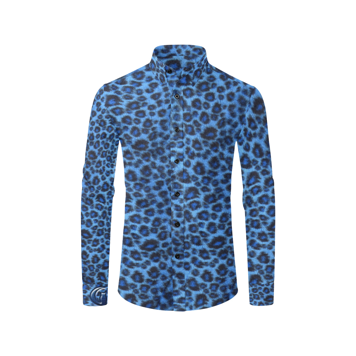 BLUE TIGER SKIN Men's All Over Print Casual Dress Shirt