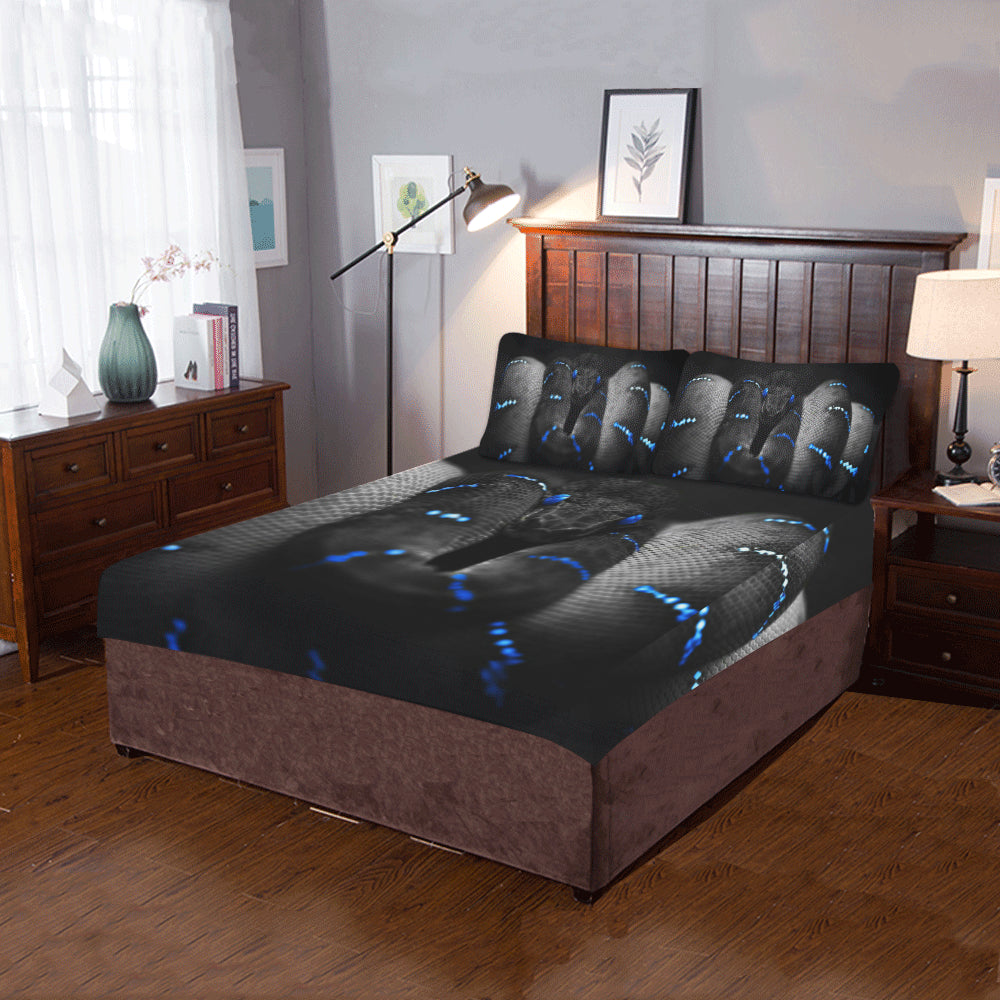 BLUE SNAKE 3-Piece Bedding Set