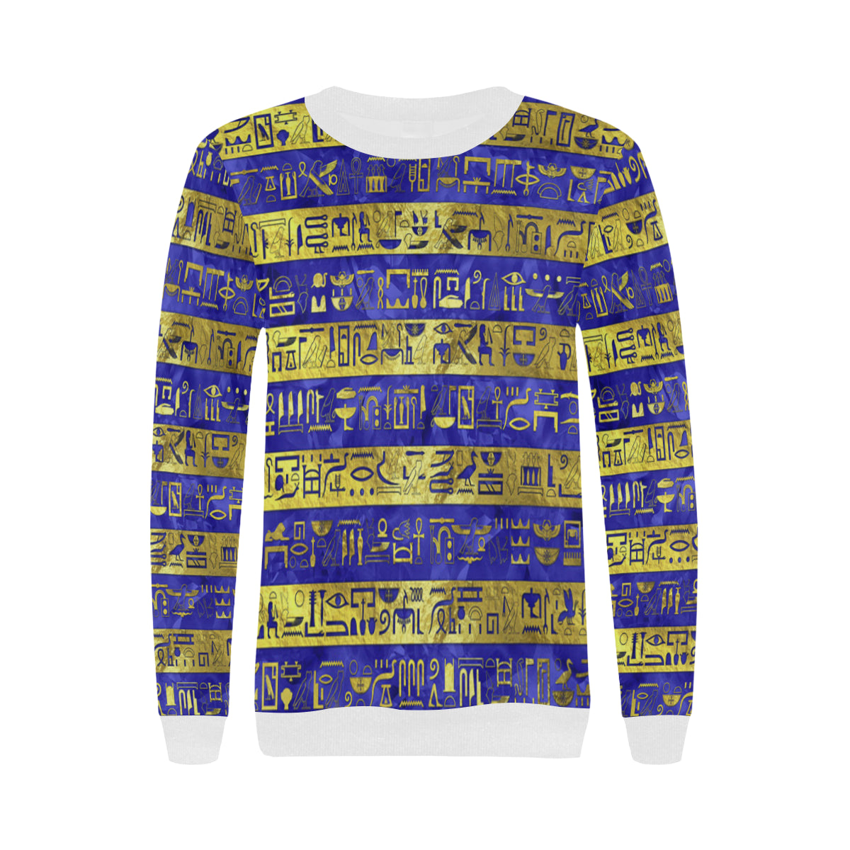 MDU NTR GOLDEN BLUE Women's Rib Cuff Crew Neck Sweatshirt (Model H34)