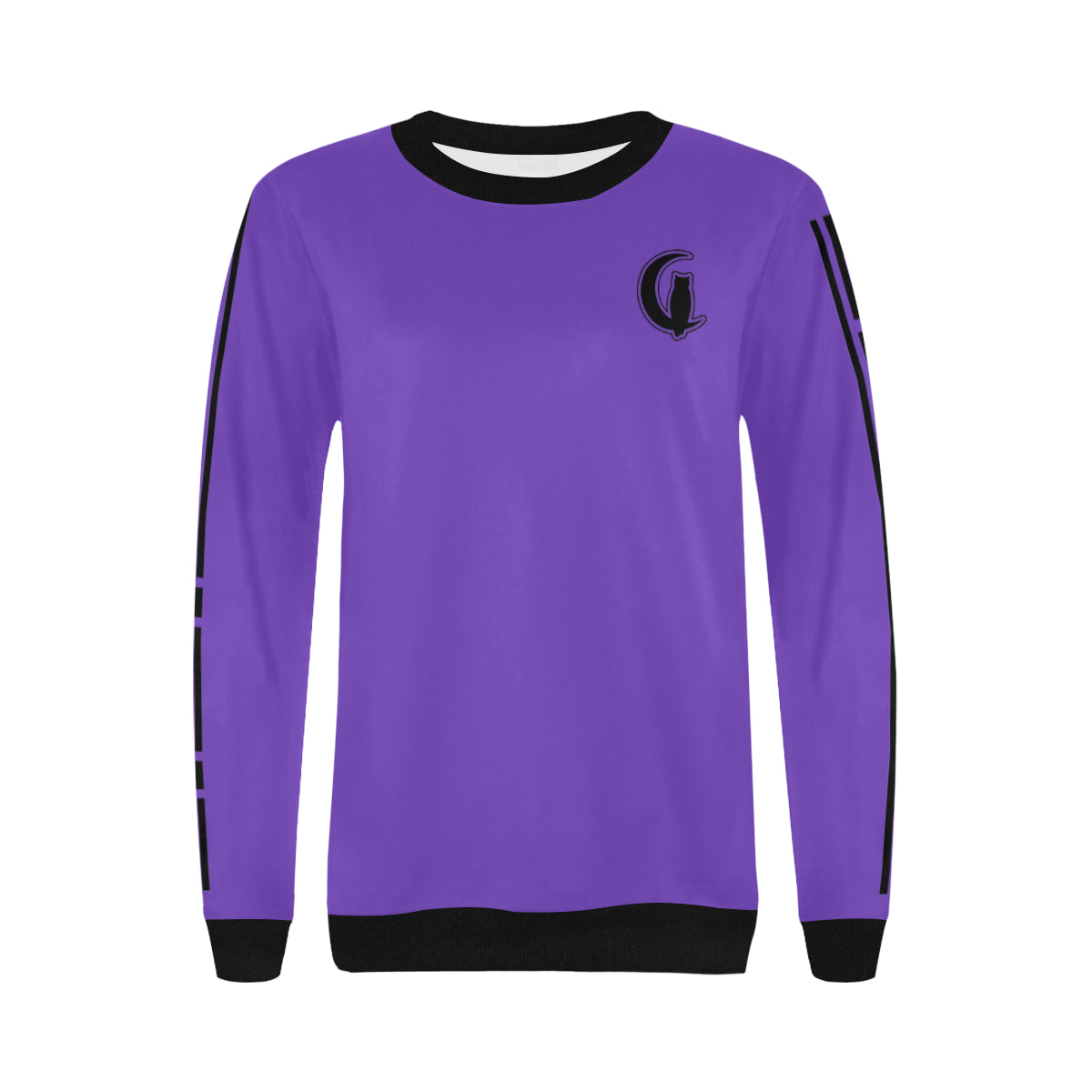 BLACC BORDER PURPLE Women's Rib Cuff Crew Neck Sweatshirt