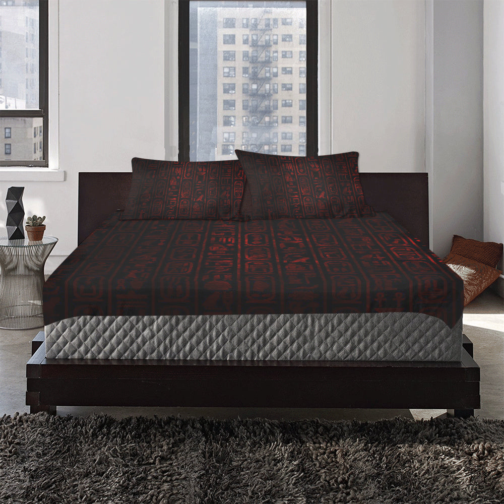 HIEROGLYH RED 3-Piece Bedding Set