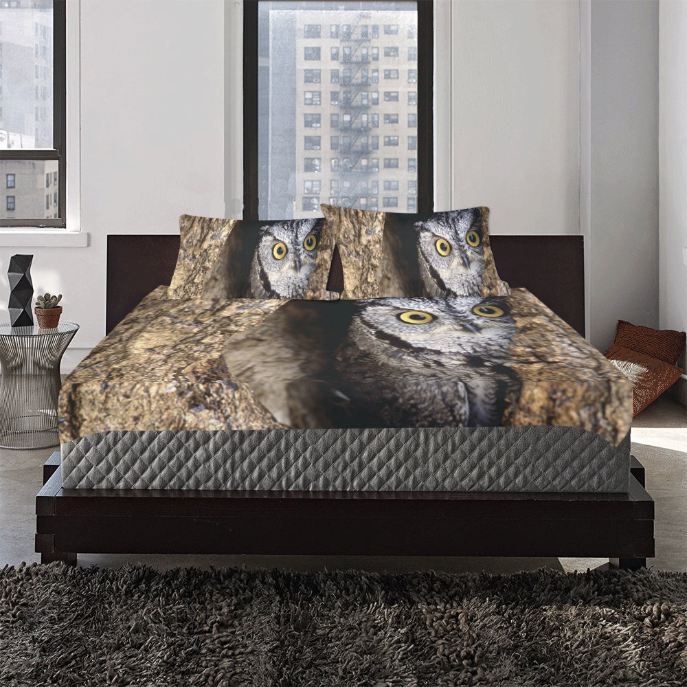 OWL IN HOLE 3-Piece Bedding Set