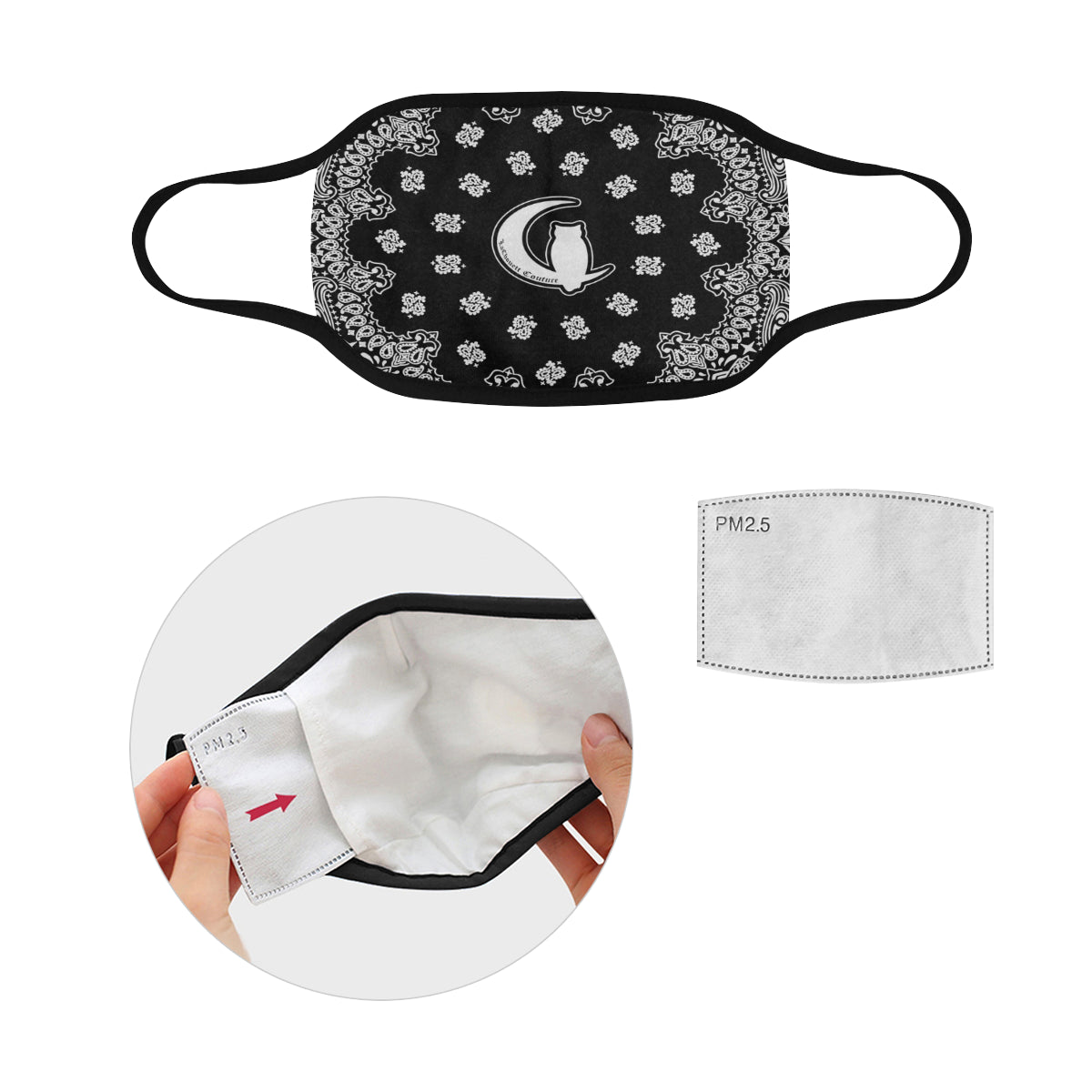 BANDANA BLACC Mouth Mask in One Piece (2 Filters Included)