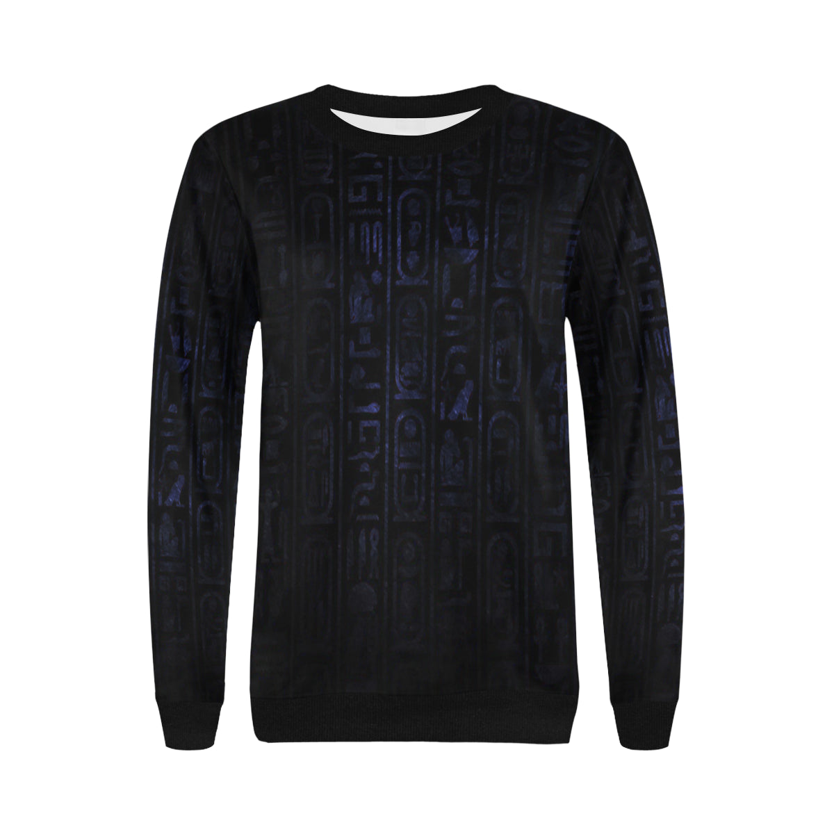 HIEROGLYH BLUE Women's Rib Cuff Crew Neck Sweatshirt (Model H34)