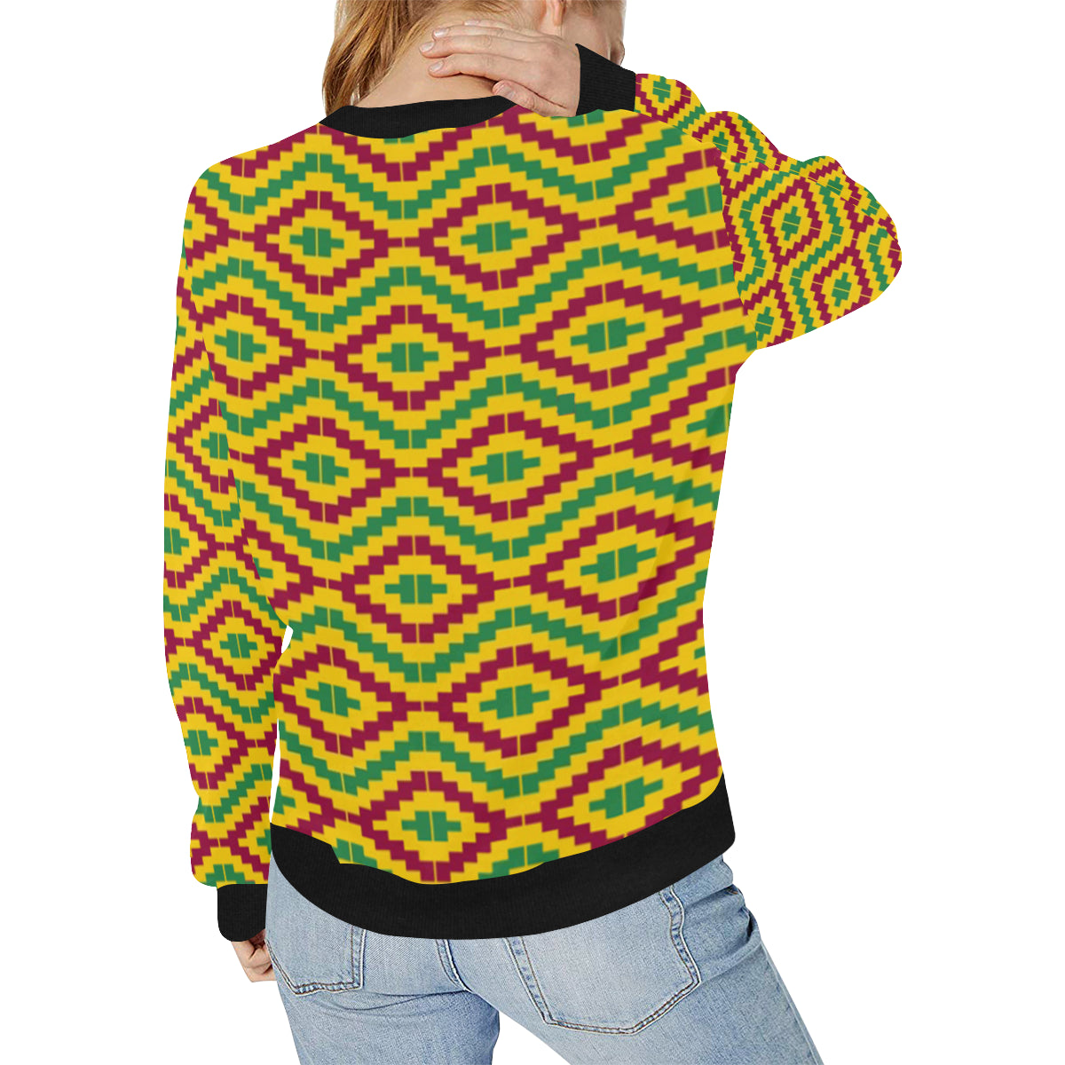 FRACTAL KMT Women's Rib Cuff Crew Neck Sweatshirt (Model H34)