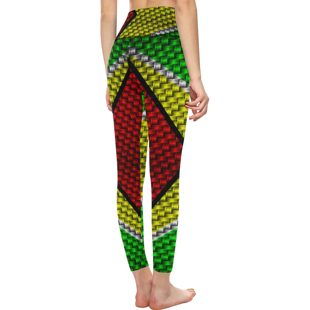 GUYANA FLAG All Over Print High-Waisted Leggings (Model L36)
