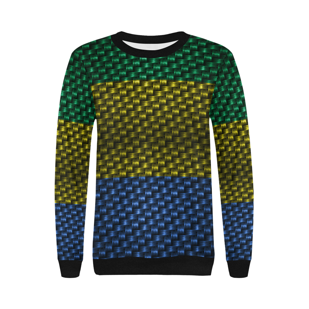 GABON FLAG Women's Rib Cuff Crew Neck Sweatshirt (Model H34)