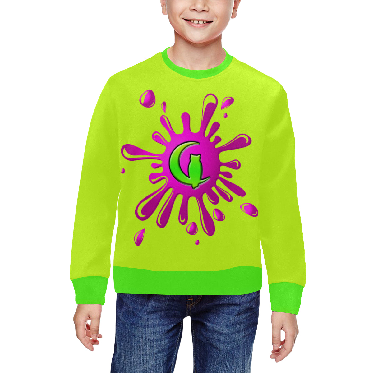 SPLASH OUT FLUO All Over Print Crewneck Sweatshirt for Kids (Model H29)