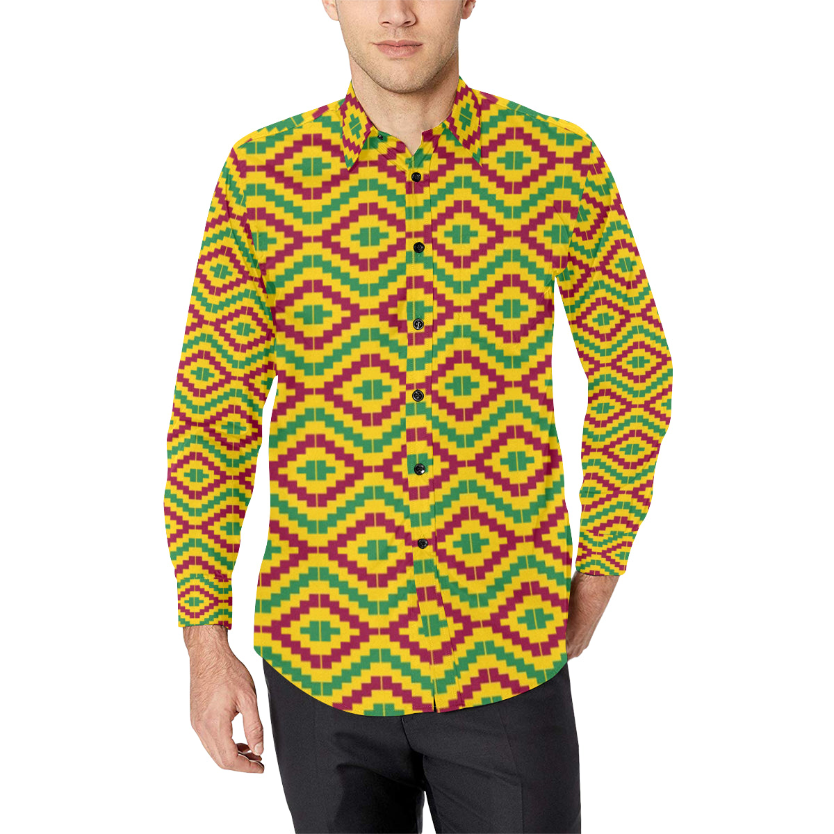 FRACTAL FARI Men's All Over Print Casual Dress Shirt (Model T61)