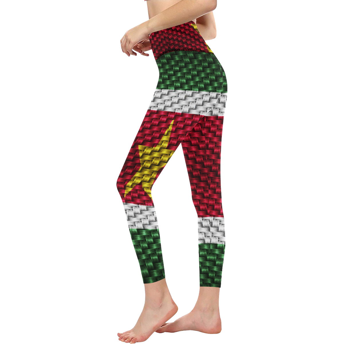 SURINAME FLAG All Over Print High-Waisted Leggings (Model L36)