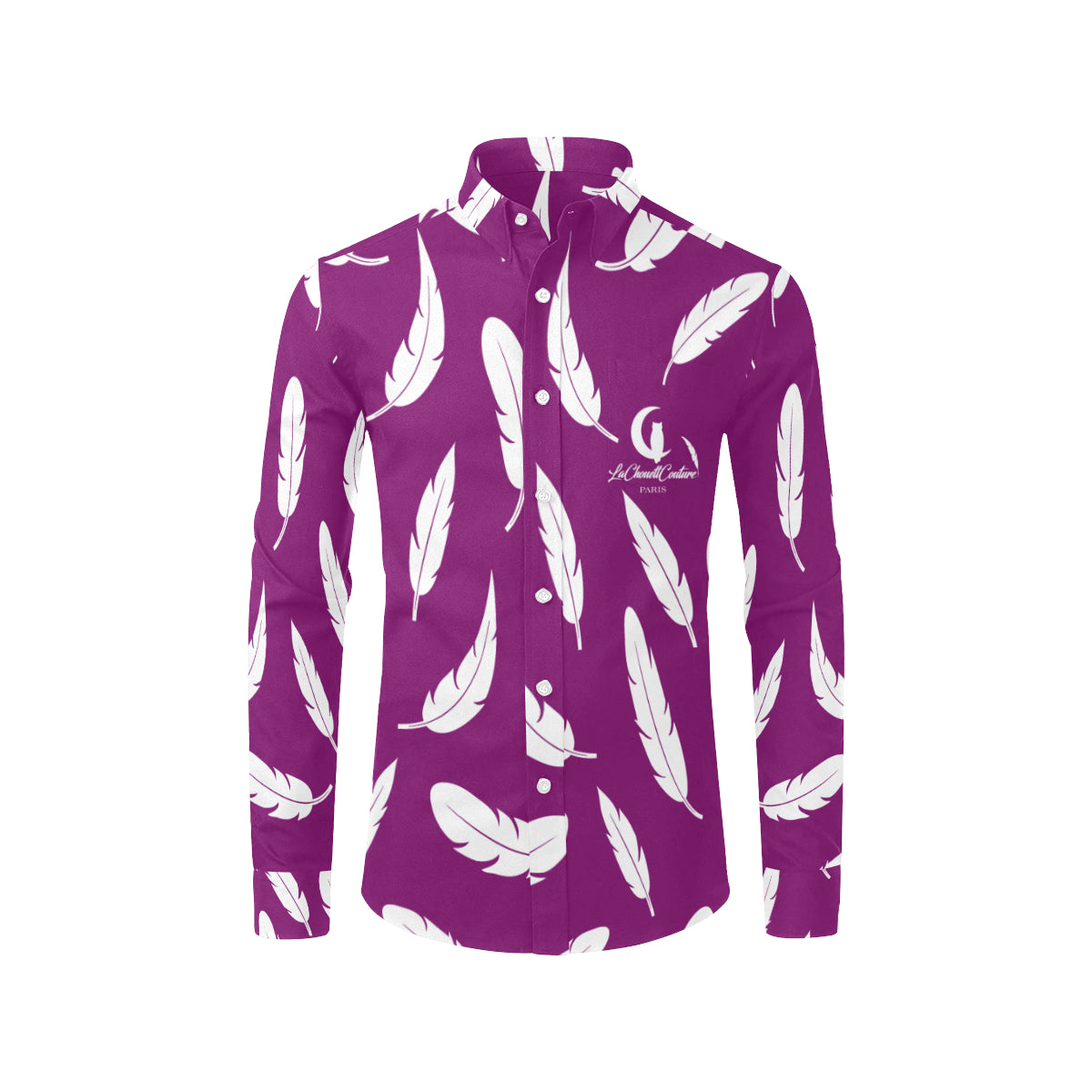 FEATHER GRAPE Men's All Over Print Casual Dress Shirt