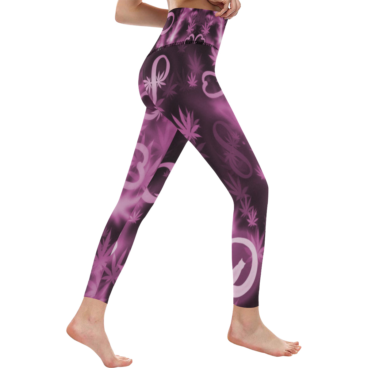 INFINITY PURPLE COSMOS All Over Print High-Waisted Leggings (Model L36)
