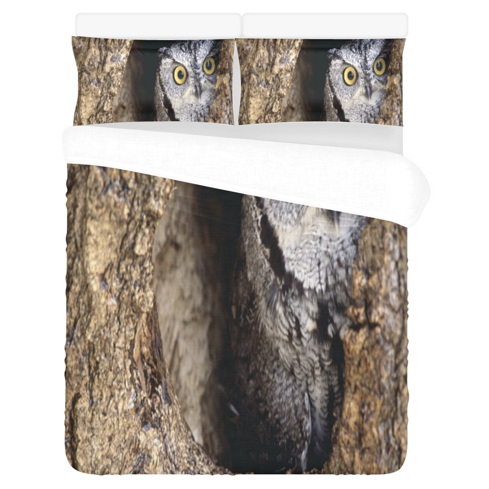 OWL IN HOLE 3-Piece Bedding Set