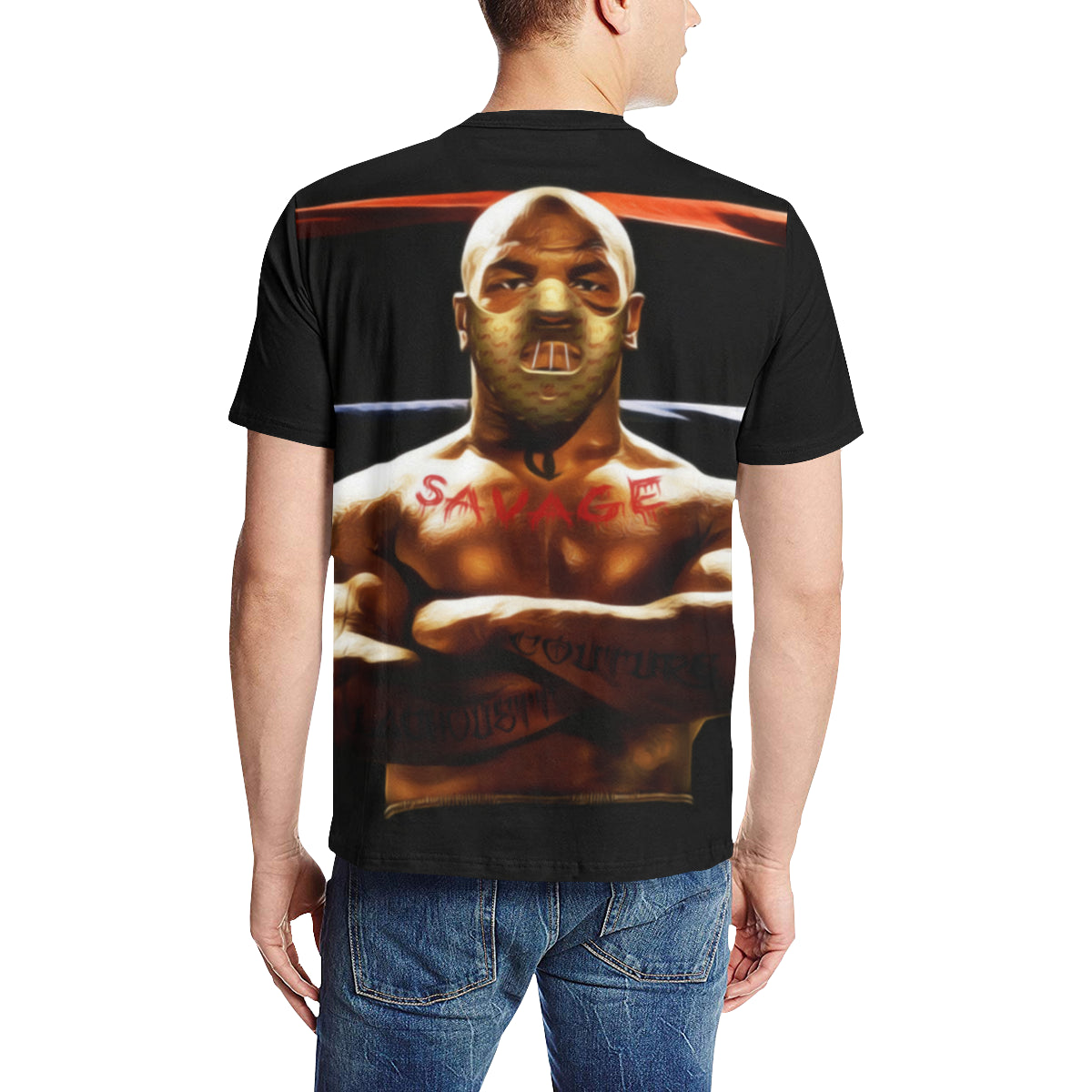 T SAVAGE Men's All Over Print T-Shirt (Solid Color Neck) (Model T63)