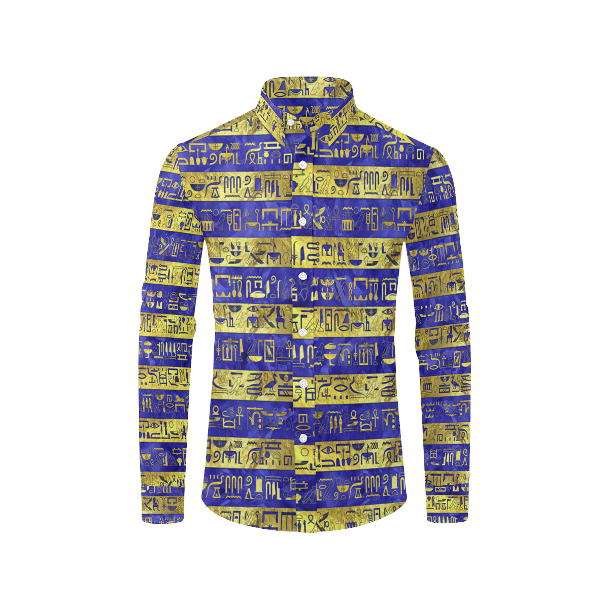 HIEROGLYPH GOLDEN BLUE Men's All Over Print Casual Dress Shirt (Model T61)