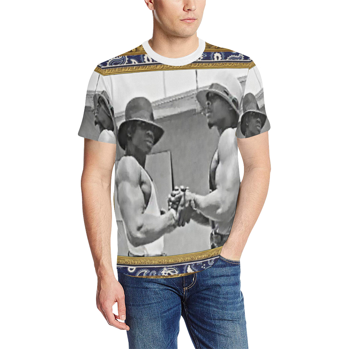 TOOKIE AND RAY RAY Men's All Over Print T-Shirt (Solid Color Neck) (Model T63)