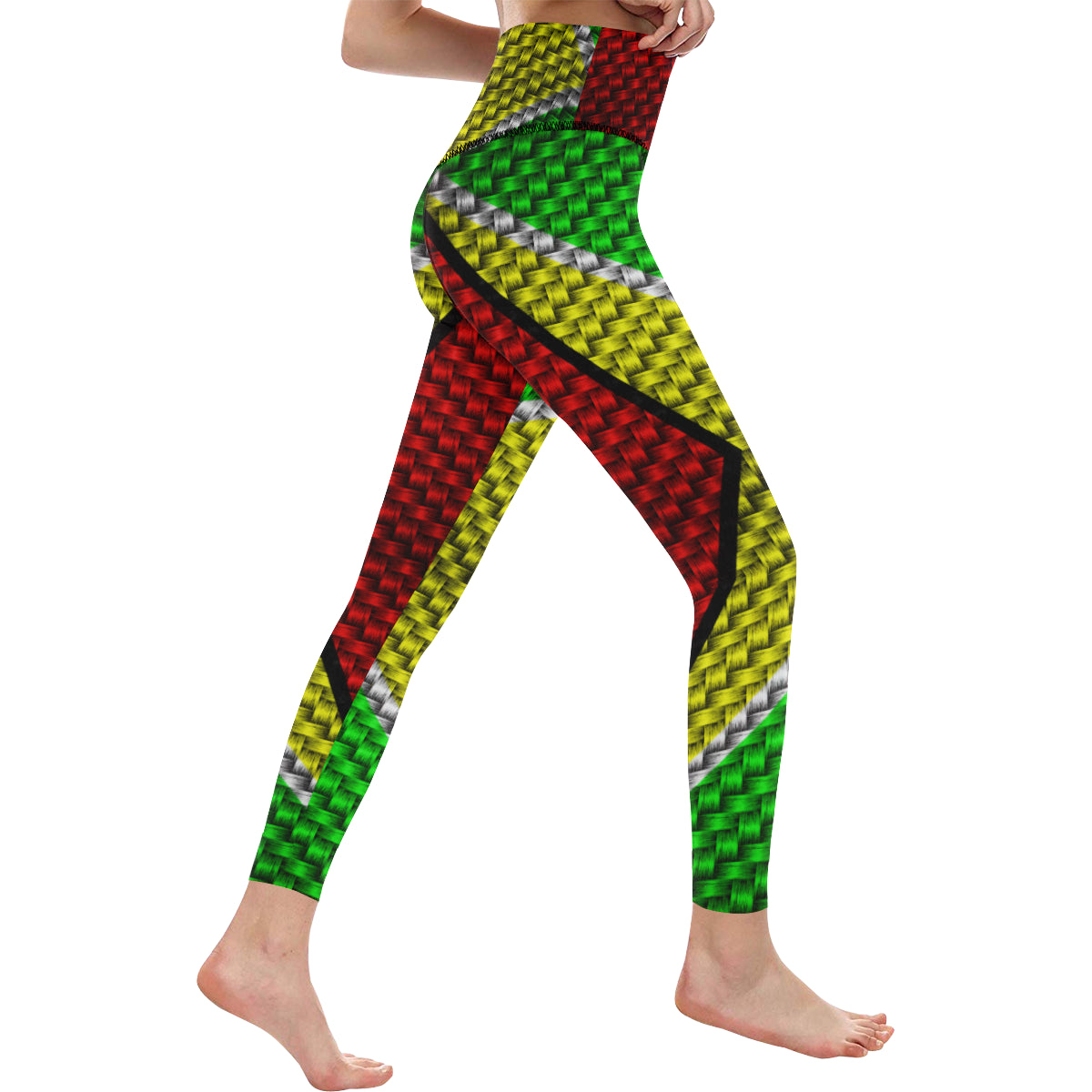 GUYANA FLAG All Over Print High-Waisted Leggings (Model L36)