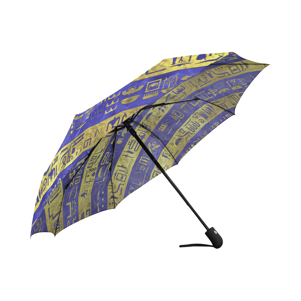 HIEROGLYPH GOLDEN BLUE Auto-Foldable Umbrella