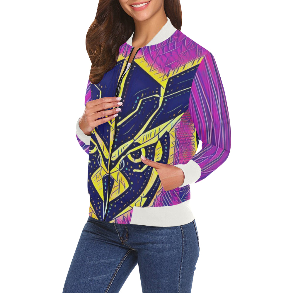 OWL ORNEMENT All Over Print Bomber Jacket for Women (Model H19)