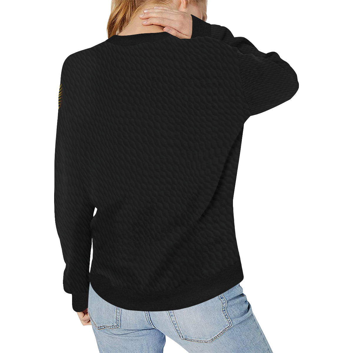 NEKHBET Women's Rib Cuff Crew Neck Sweatshirt (Model H34)