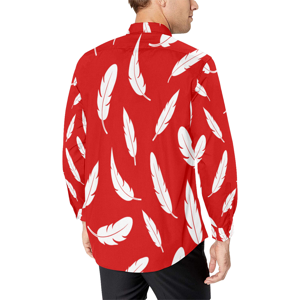 FEATHER RED Men's All Over Print Casual Dress Shirt