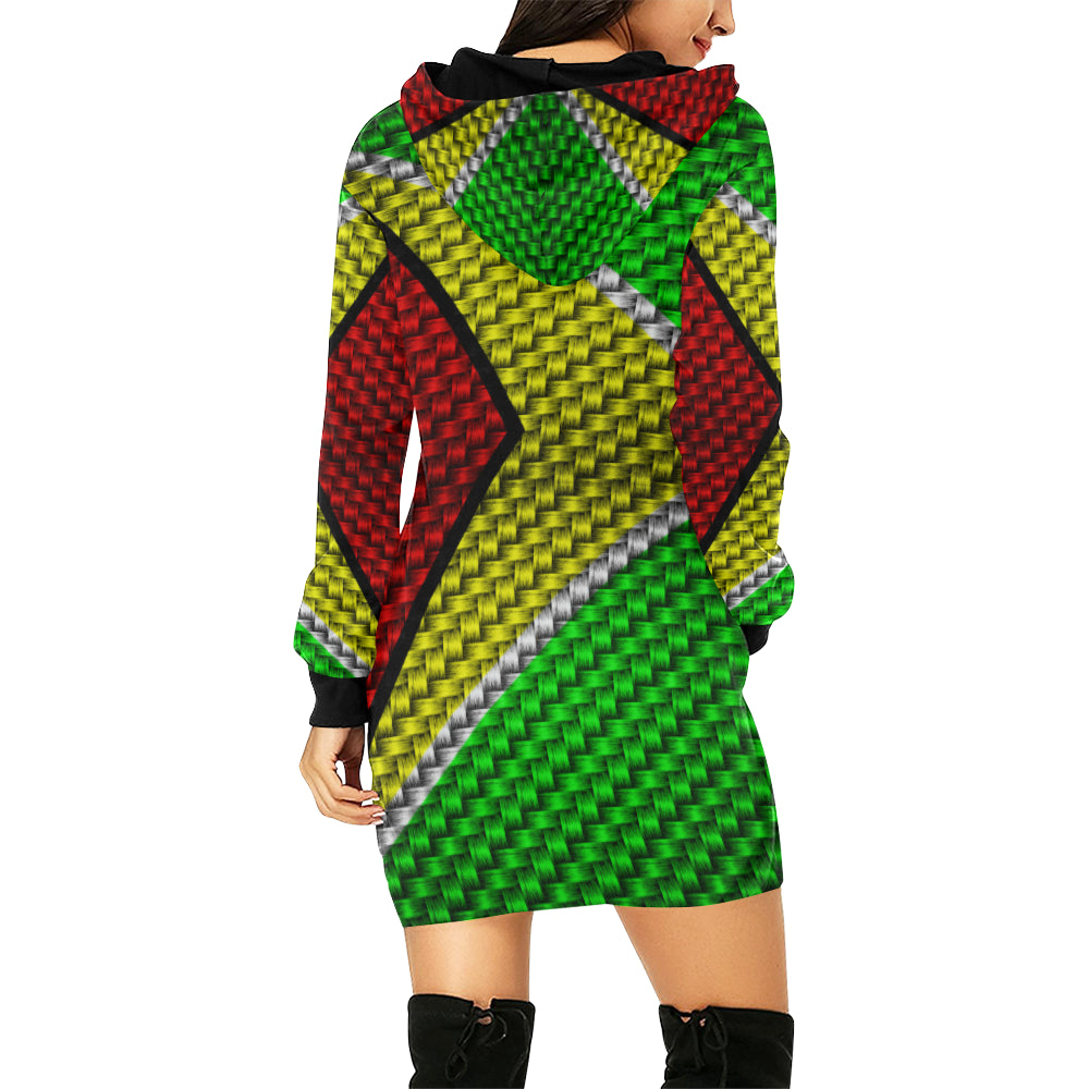 GUYANA FLAG All Over Print Hoodie Mini Dress (Model H27)