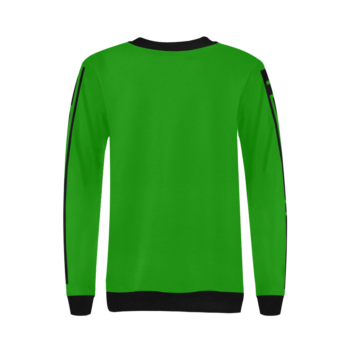 BLACC BORDER GREEN Women's Rib Cuff Crew Neck Sweatshirt