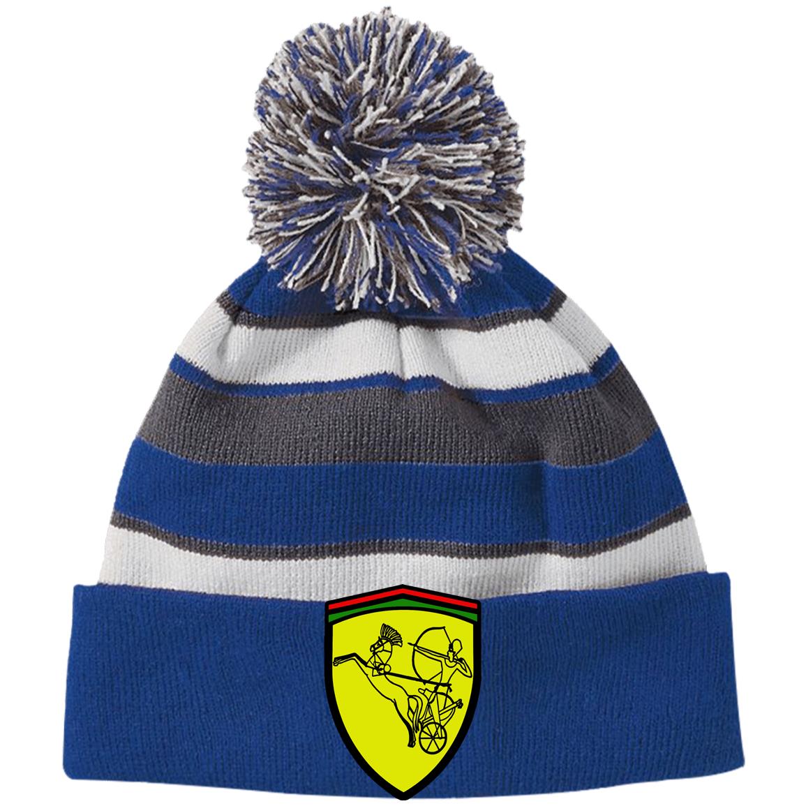 Ramses II Victory EMB Striped Beanie with Pom