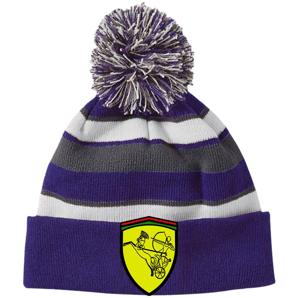 Ramses II Victory EMB Striped Beanie with Pom